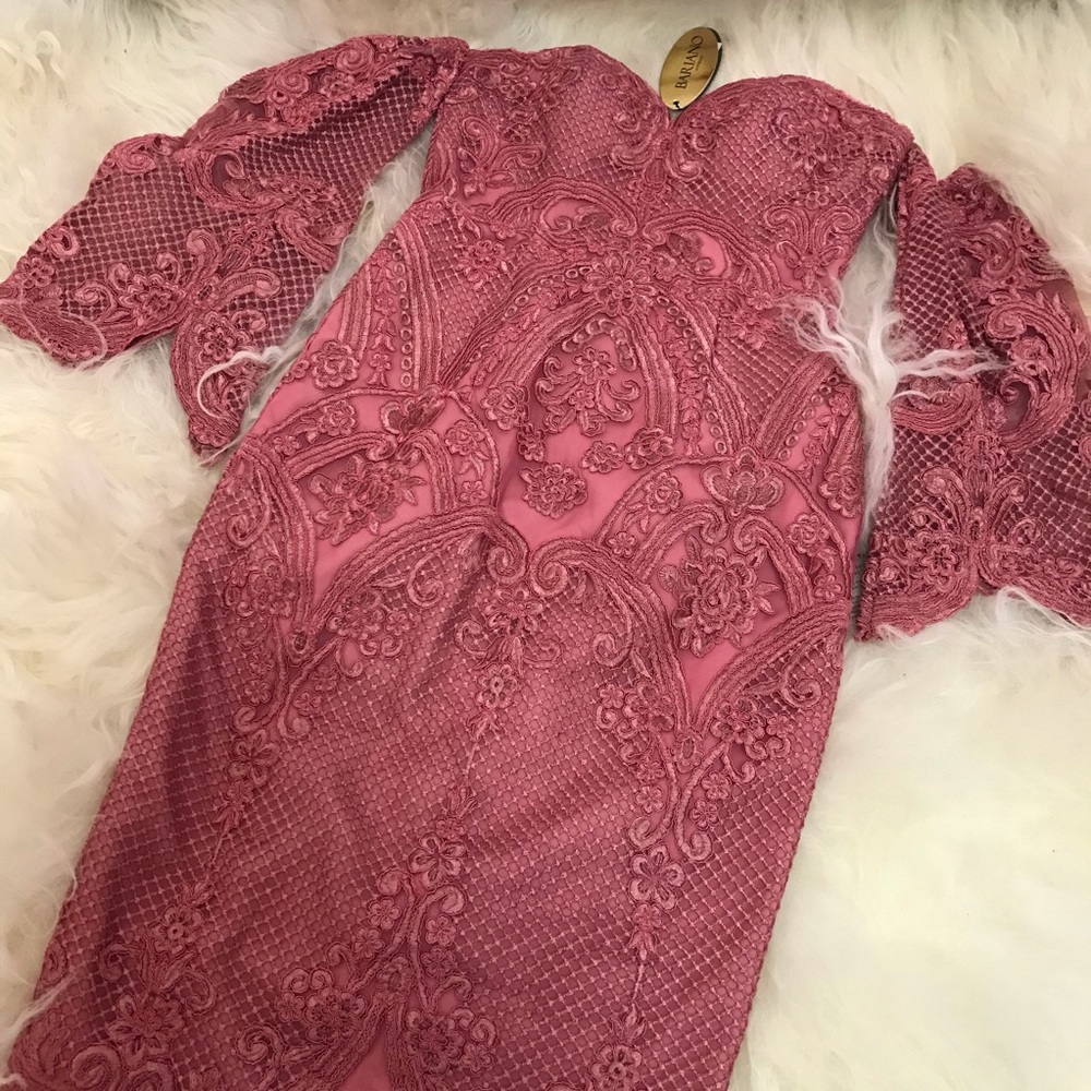 BARIANO LACE OFF-THE-SHOULDER COCKTAIL DRESS - Picture 3 of 8